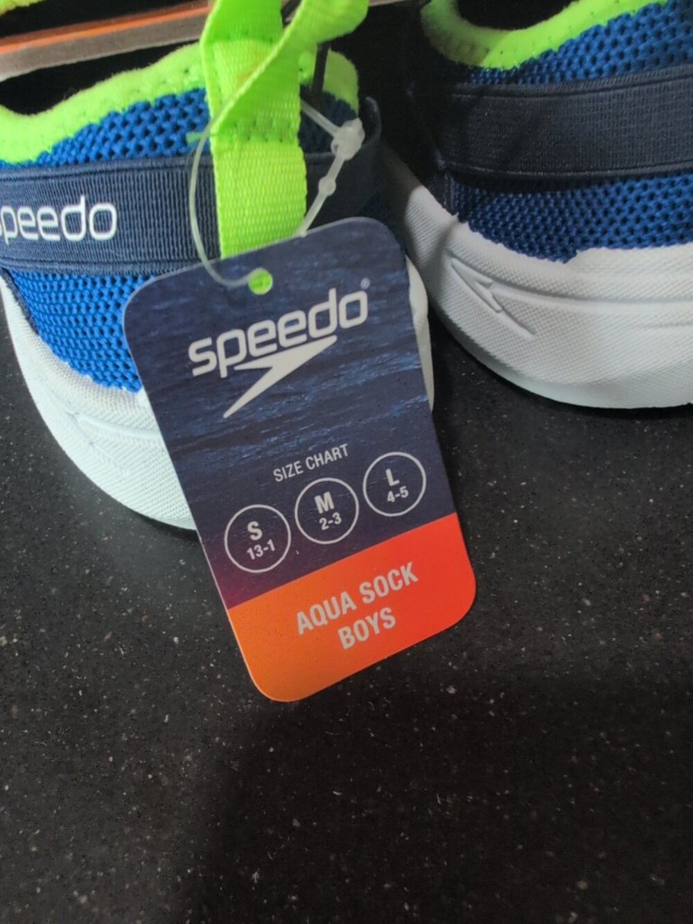NWT Speedo Junior Boys Small (13/1) Aqua Sock Water Shoe BLUE Rubber Sole - Picture 2 of 5